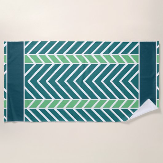 Chevron Pattern Teal ビーチタオル (正面)