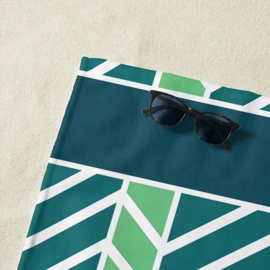 Chevron Pattern Teal ビーチタオル (インサイチュ)