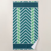 Chevron Pattern Teal ビーチタオル (正面)