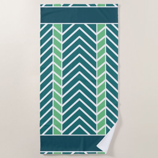 Chevron Pattern Teal ビーチタオル (正面)