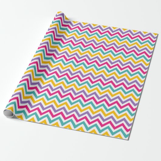  Chevron Pattern with Teal and Purple Stripe ラッピングペーパー (アンロールド)