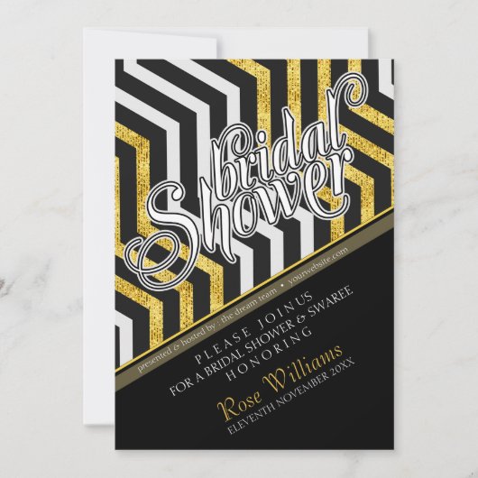 Chevron Perspective Glam Bridal Shower Invitation 招待状 (正面)