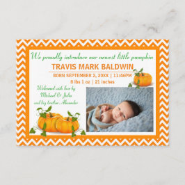 Chevron Photo Pumpkin - 3x5生誕発表 案内状