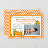 Chevron Photo Pumpkin - 3x5生誕発表 案内状 (正面/裏面)