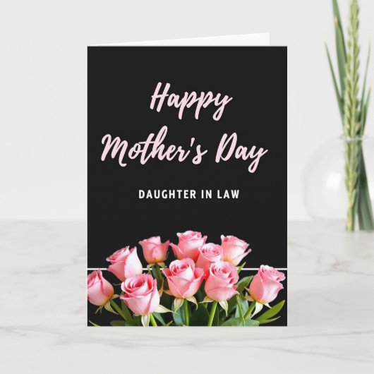 Chevron Pink Rose Floral Card カード (正面)