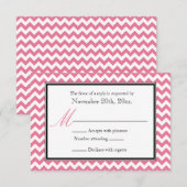 Chevron Pink & White RSVP返信カード 出欠カード (正面/裏面)