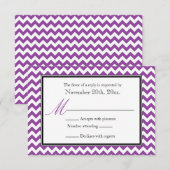 Chevron Purple & White RSVP返信カード 出欠カード (正面/裏面)