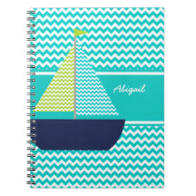 Chevron Sailboat on Chevron パーソナライズされた Notebook
