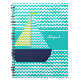Chevron Sailboat on Chevron パーソナライズされた Notebook ノートブック