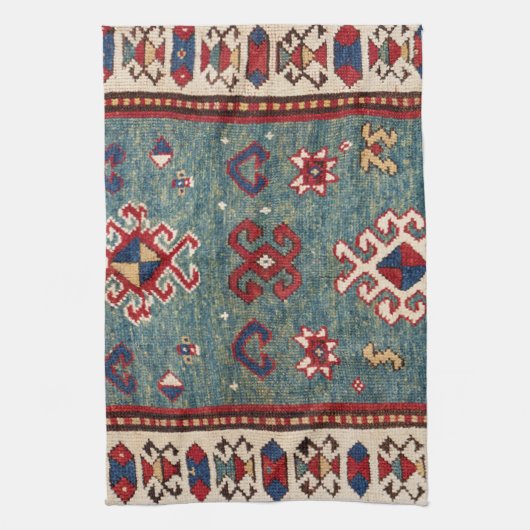 Chevron Stars :: 19th Century カラフル Steel Blue キッチンタオル (縦)