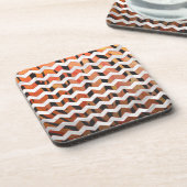 Chevron Tiger Hot orange and Black Print コースター (左側)