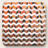 Chevron Tiger Hot orange and Black Print コースター (正面)
