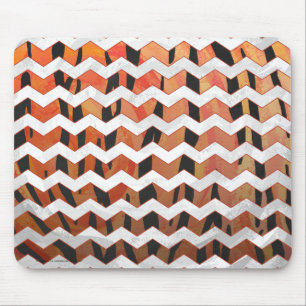 Chevron Tiger Hot orange and Black Print マウスパッド