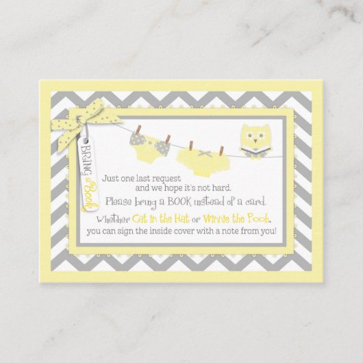 Chevron Tutuおむつジャンパーフクロウがブックカードを持って来る エンクロージャーカード (正面)