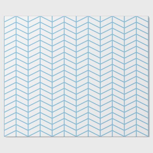 Chevron Wrapping紙 – ライトブルー（白） |XL| ラッピングペーパー (フラット)