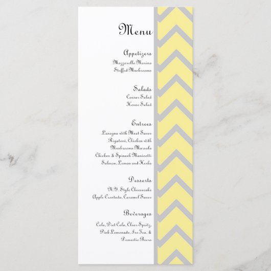 Chevron Yellow/モダンGrayのメ結婚ニュー メニュー (正面)