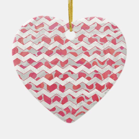 ChevronDalmatianピンクと白 セラミックオーナメント (正面)