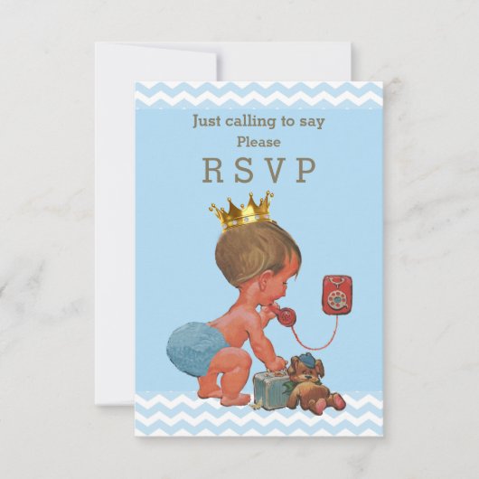 Chevrons RSVPの王子を言うためにちょうど呼びます 出欠カード (正面)