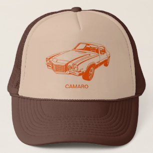 ChevyオレンジCamaroの写実的なスケッチ キャップ