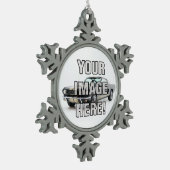 ChevyクラシックなCamaroの写真-あなたの車を加えて下さい! スノーフレークピューターオーナメント (左)