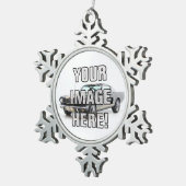 ChevyクラシックなCamaroの写真-あなたの車を加えて下さい! スノーフレークピューターオーナメント (右)