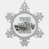 ChevyクラシックなCamaroの写真-あなたの車を加えて下さい! スノーフレークピューターオーナメント (正面)