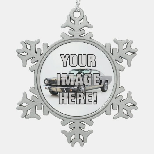 ChevyクラシックなCamaroの写真-あなたの車を加えて下さい! スノーフレークピューターオーナメント (正面)