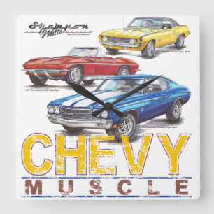 Chevy筋肉正方形の時計 スクエア壁時計