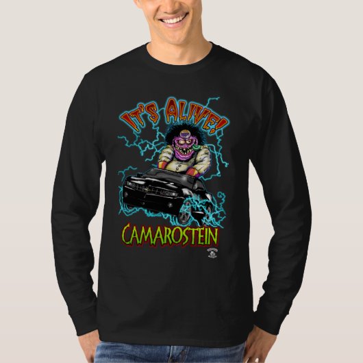 Chevy黒いCamaro RSの長袖 Tシャツ (正面)