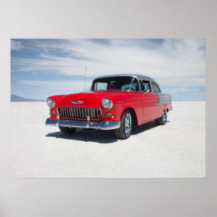 chevy 1955は、通りの棒、"三5" belair改造しました ポスター