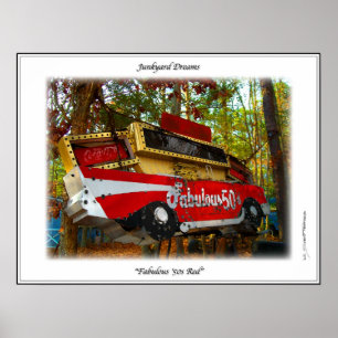 Chevy 57のBelairのすばらしい五十年代の古物置場の印 ポスター