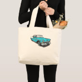 Chevy Bel Air -青 ラージトートバッグ (正面(商品))