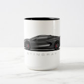 Chevy Corvette C8 Black Illustration ツートーンマグカップ (中央)