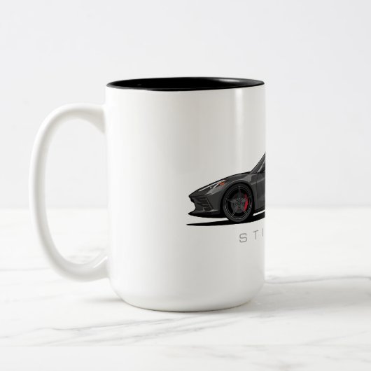 Chevy Corvette C8 Black Illustration ツートーンマグカップ (左)