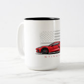 Chevy Corvette C8 Black Illustration ツートーンマグカップ (正面左)