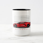 Chevy Corvette C8 Black Illustration ツートーンマグカップ (中央)