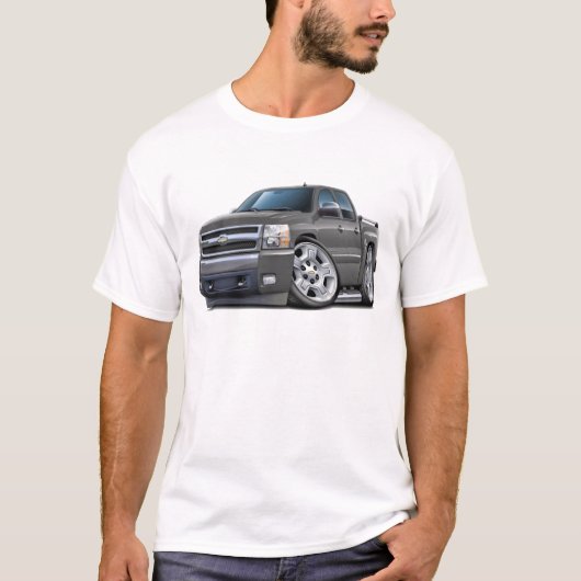 Chevy Silverado Dualcabの灰色のトラック Tシャツ (正面)