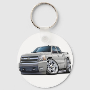 Chevy Silverado Dualcabの白のトラック キーホルダー