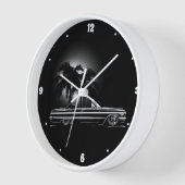 Chevy Sixtiesブラックコンバーチブルパームツリーグラフィック 壁時計 (傾斜)