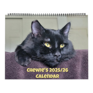 Chewie 黒猫: 18か月にわたる眉毛と肉球の記録 カレンダー