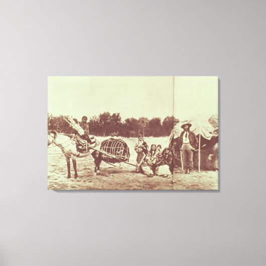 Cheyenneインディアンオンthe Move, 1878 （b/w写真） キャンバスプリント (正面)