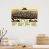 Cheyenne, WYパノラママップ – 1882 ポスター (キッチン)