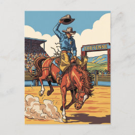 Cheyenne Wyoming TravelのRodeoでカウボーイ ポストカード