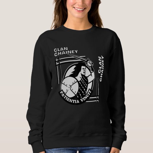 Cheyne Clan Gaelic Motto Swordsman スウェットシャツ (正面)