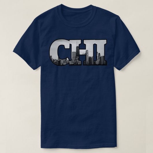 CHIシカゴシティスカイラインオブダウンタウンシカゴシリン Tシャツ (デザイン正面)