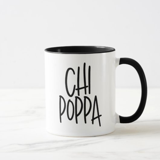 Chi Poppa Fun, Silly, Chic Chihuahua Dog Dad マグカップ (右)