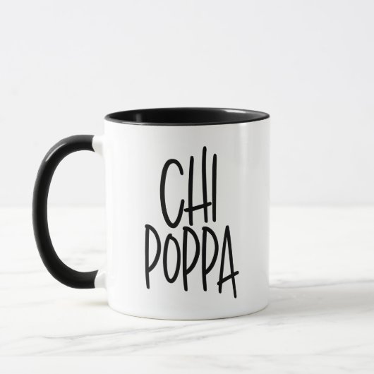 Chi Poppa Fun, Silly, Chic Chihuahua Dog Dad マグカップ (左)