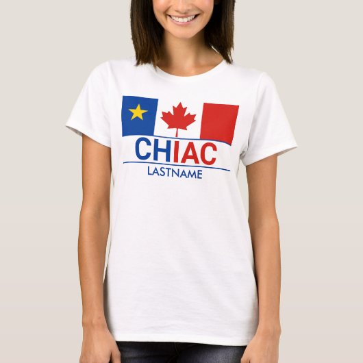 Chiac Acadianカナダ国旗のカスタマイズTシャツ Tシャツ (正面)