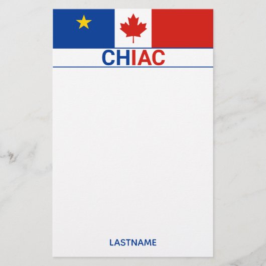 Chiac Acadianカナダ国旗の個人用設定 便箋 (正面)