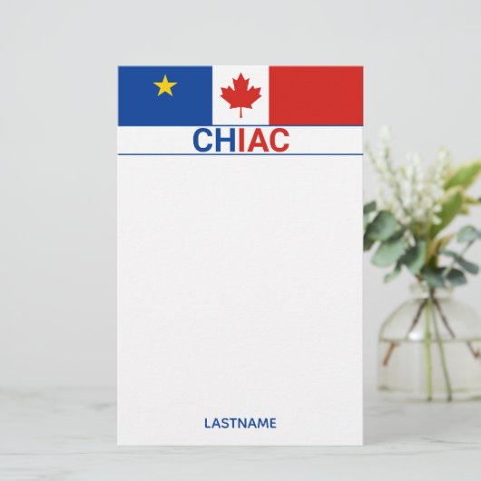 Chiac Acadianカナダ国旗の個人用設定 便箋 (スタンド正面)